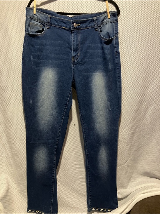 no brands Denim - Women's Straight Leg Jeans in Dark Blue Washed Denim